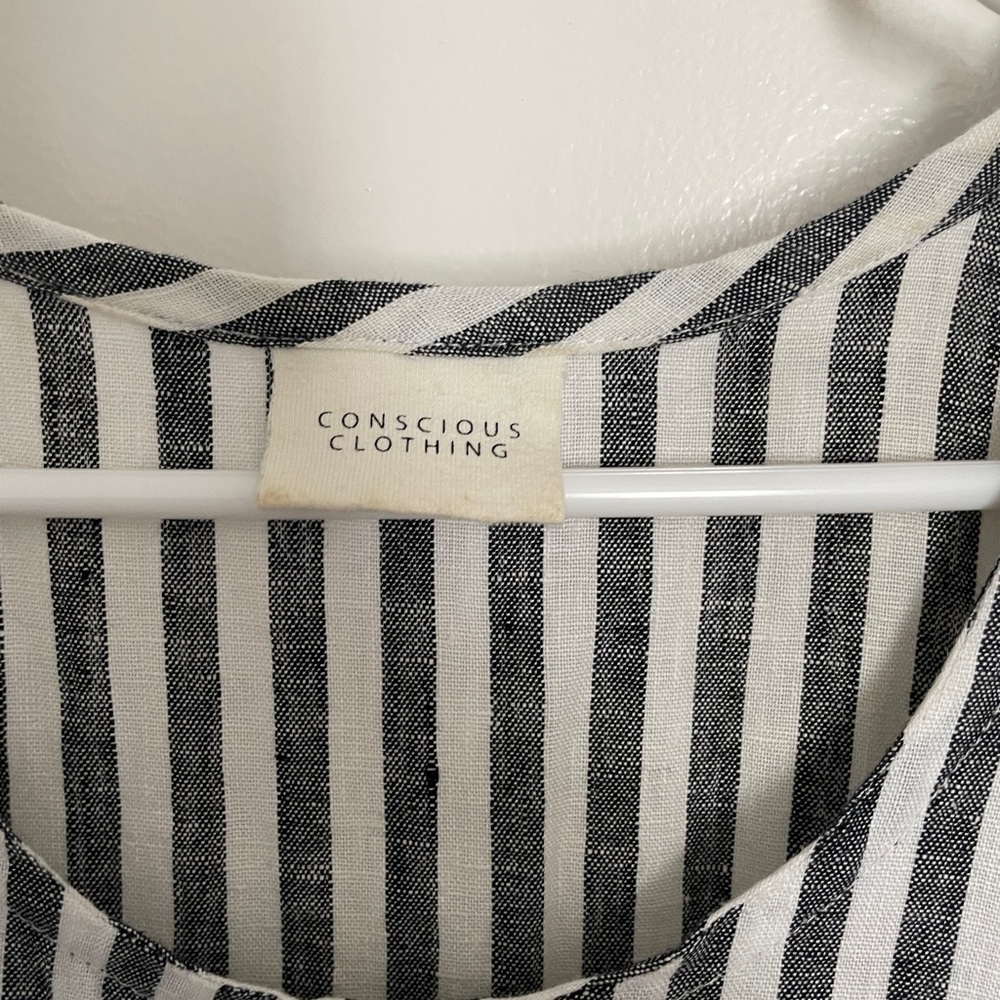 Conscious Clothing Linen Striped Sleeveless Dress - Picture 3 of 5